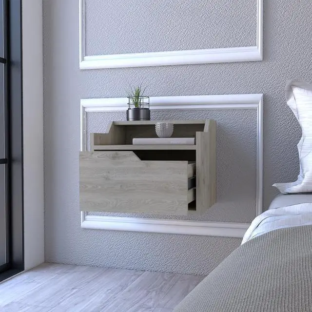 Alt view image 3 of 7 - Floating Nightstand Chester, Bedroom, Light Gray
