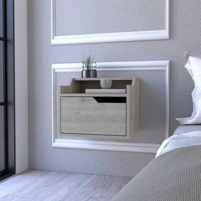 Alt view image 4 of 7 - Floating Nightstand Chester, Bedroom, Light Gray