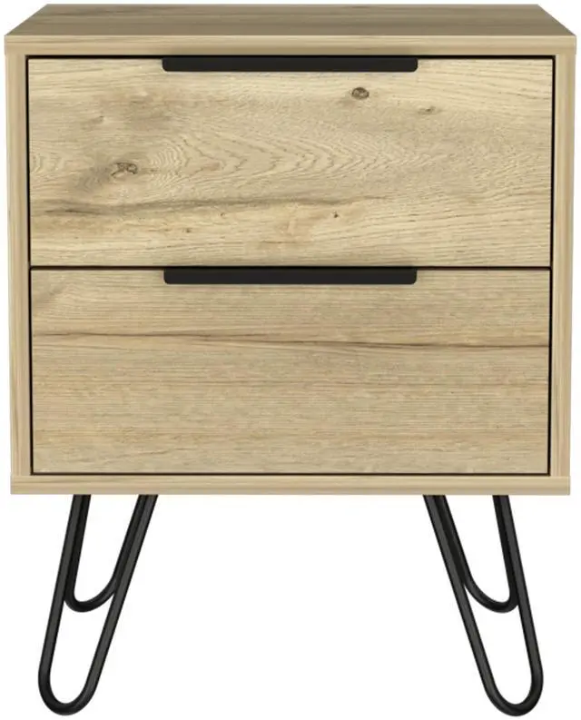 Alt view image 3 of 7 - Light Oak 2-Drawer Rectangle Nightstand