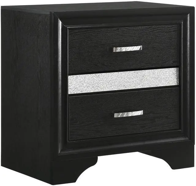 Alt view image 2 of 7 - Black 2-drawer Nightstand with Hidden Jewelry Tray