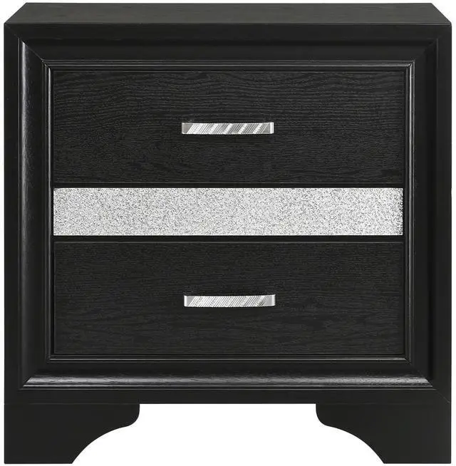 Alt view image 3 of 7 - Black 2-drawer Nightstand with Hidden Jewelry Tray