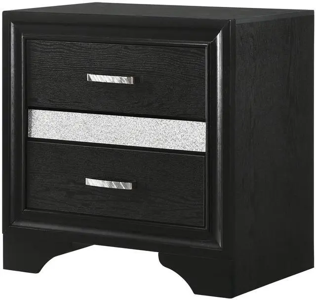 Alt view image 4 of 7 - Black 2-drawer Nightstand with Hidden Jewelry Tray