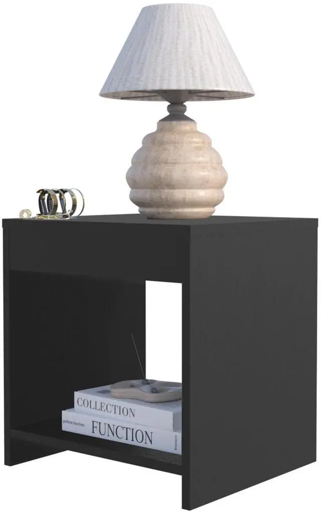 Alt view image 5 of 7 - Black Nightstand with Open Storage