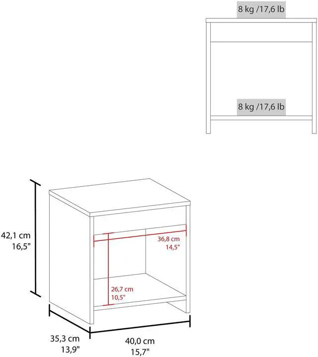 Alt view image 7 of 7 - Black Nightstand with Open Storage