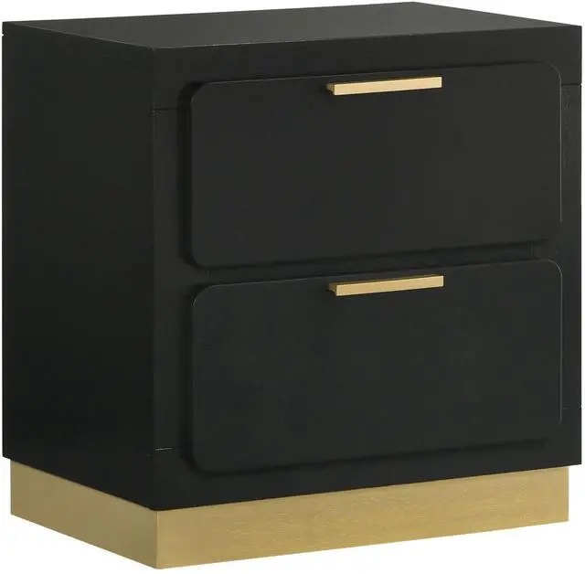 Alt view image 2 of 7 - Sophia Black 2-drawer Nightstand