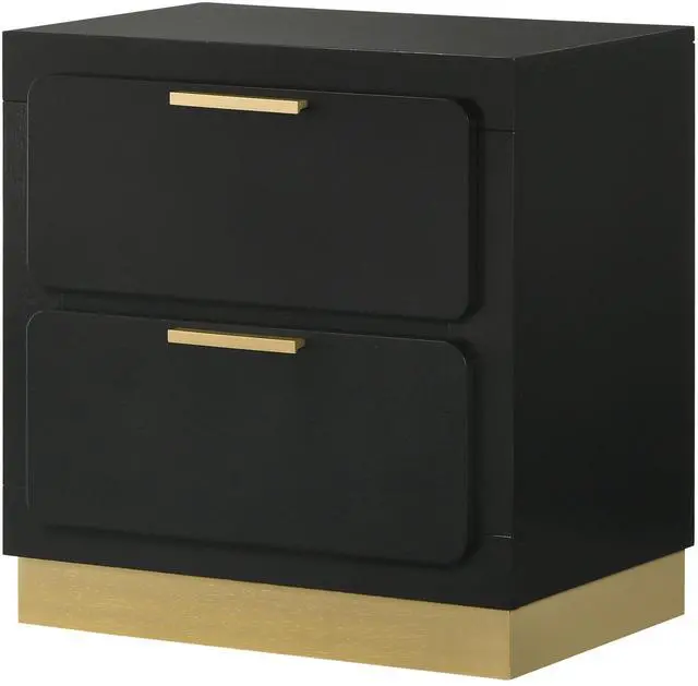 Alt view image 3 of 7 - Sophia Black 2-drawer Nightstand