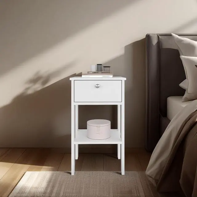 Main image of Newcastle Nightstand With One Drawer And Open Shelf, Modern Bedside Table