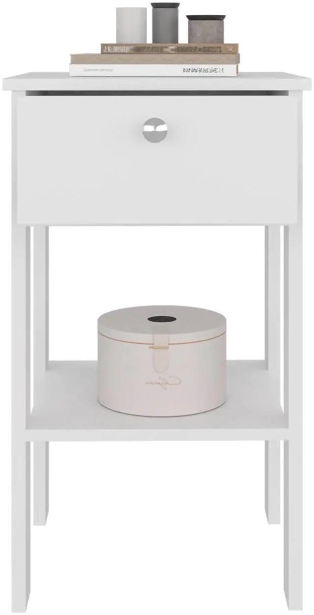 Alt view image 7 of 7 - Newcastle Nightstand With One Drawer And Open Shelf, Modern Bedside Table