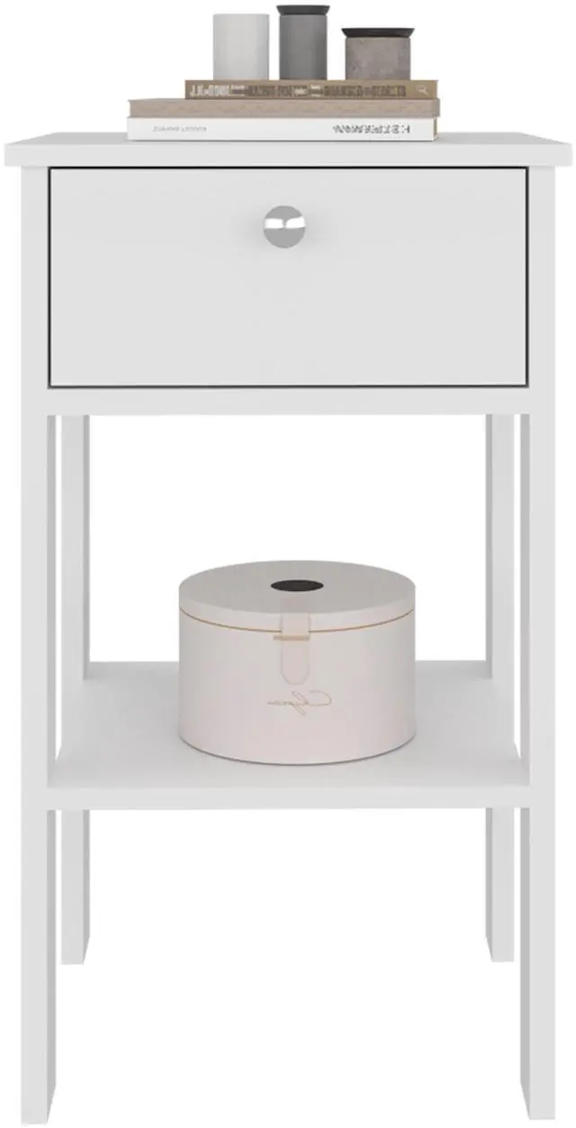 Alt view image 5 of 7 - Newcastle Nightstand With One Drawer And Open Shelf, Modern Bedside Table
