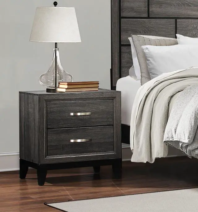 Alt view image 5 of 7 - Contemporary Styling Gray Finish 1pc Nightstand Dovetail Drawers Unique Bedroom Furniture