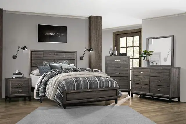 Alt view image 7 of 7 - Contemporary Styling Gray Finish 1pc Nightstand Dovetail Drawers Unique Bedroom Furniture