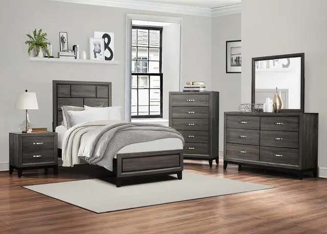 Alt view image 6 of 7 - Contemporary Styling Gray Finish 1pc Nightstand Dovetail Drawers Unique Bedroom Furniture
