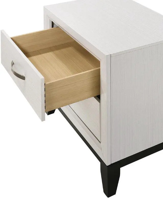 Alt view image 2 of 5 - Contemporary 2-Drawer Nightstand End Table White Finish Two Storage Drawers Metal Handles Bedroom Living Room Wooden Furniture