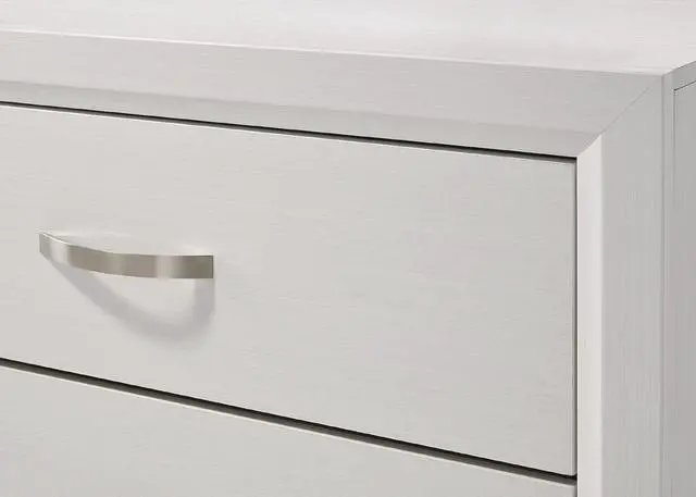 Alt view image 3 of 5 - Contemporary 2-Drawer Nightstand End Table White Finish Two Storage Drawers Metal Handles Bedroom Living Room Wooden Furniture
