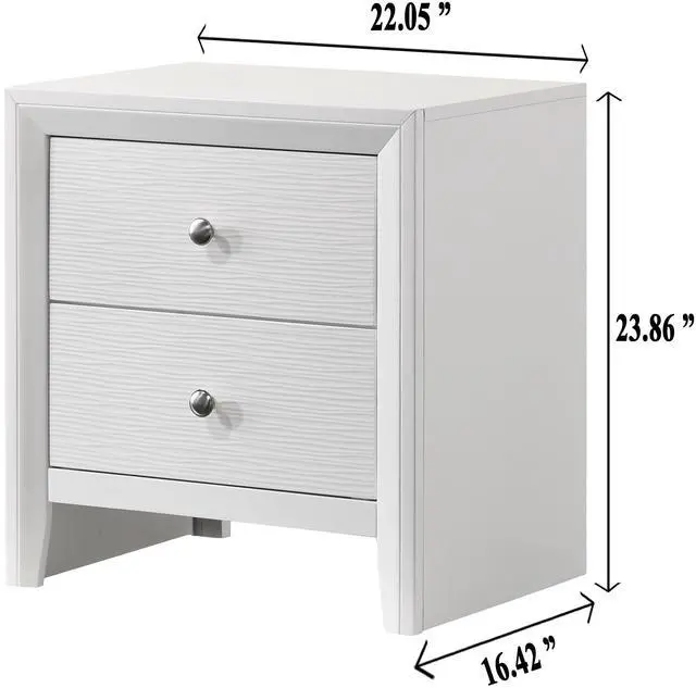 Alt view image 6 of 7 - Contemporary Modern Look 2-Drawer Nightstand End Table White Finish Two Storage Drawers Round Knobs Bedroom Living Room Wooden Furniture