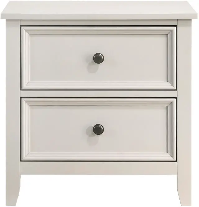 Alt view image 2 of 7 - Classic White Finish Bedroom Nightstand of 2 Drawers Storage 1pc Modern Furniture Farmhouse Style Bedside Table