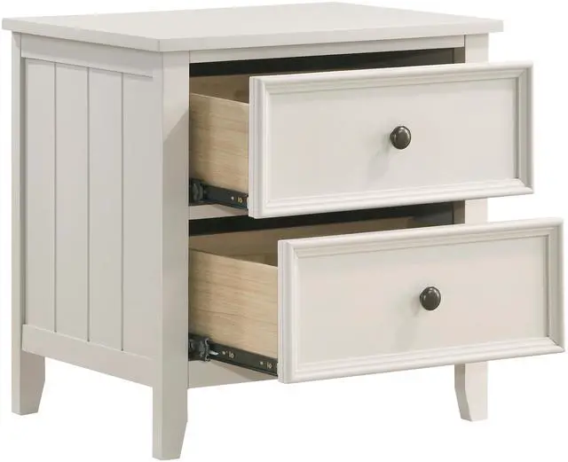 Alt view image 4 of 7 - Classic White Finish Bedroom Nightstand of 2 Drawers Storage 1pc Modern Furniture Farmhouse Style Bedside Table