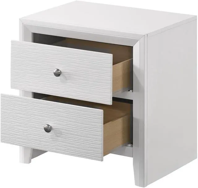 Alt view image 3 of 7 - Contemporary Modern Look 2-Drawer Nightstand End Table White Finish Two Storage Drawers Round Knobs Bedroom Living Room Wooden Furniture