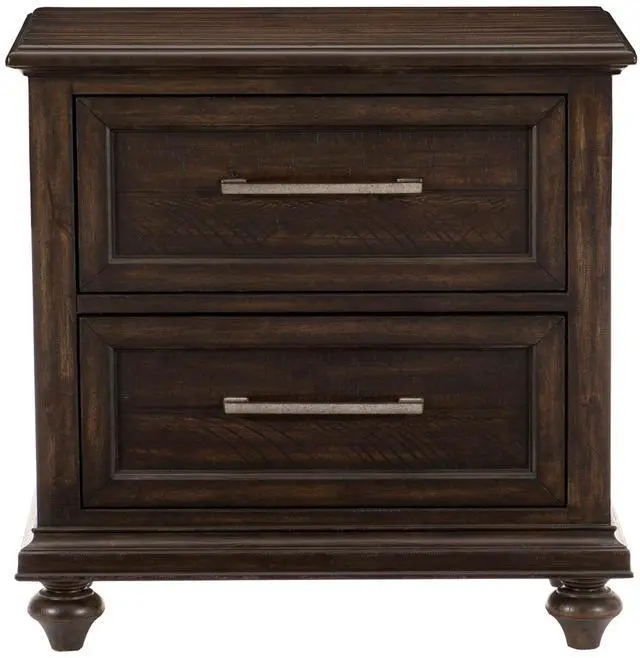 Main image of Solid Transitional Style Bedroom 1pc Nightstand of 2 Drawers Traditional Framing Driftwood Charcoal Finish Wooden Furniture