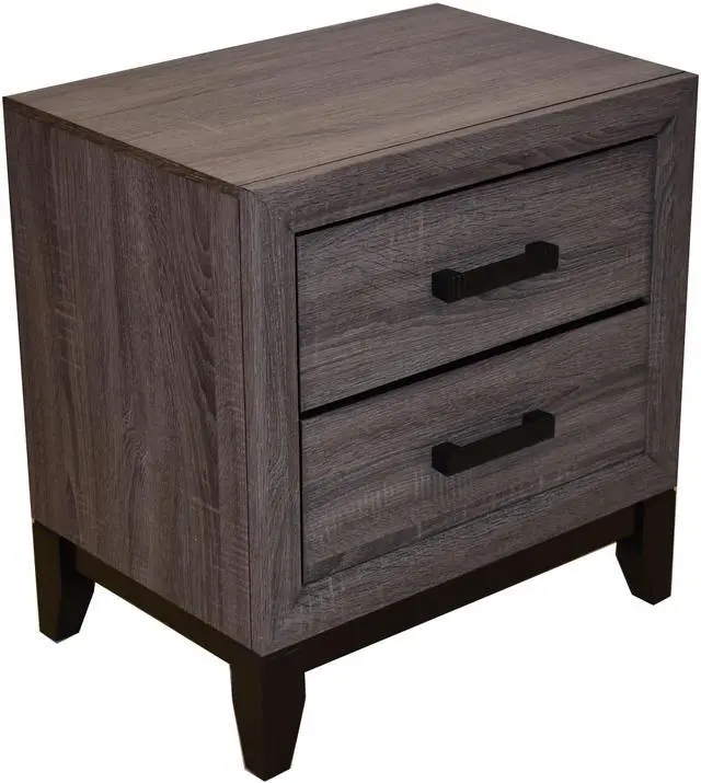 Alt view image 2 of 7 - Contemporary Style 2-Drawer Nightstand Made with Wood in Gray