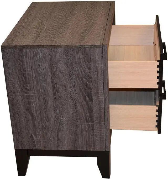 Alt view image 6 of 7 - Contemporary Style 2-Drawer Nightstand Made with Wood in Gray