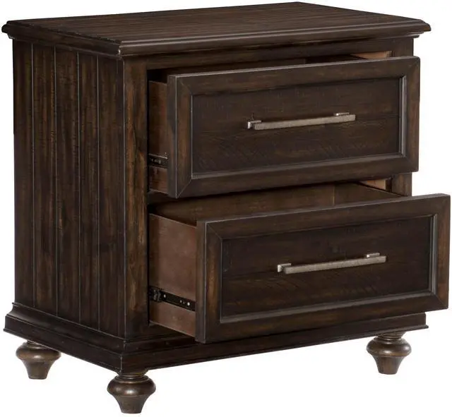 Alt view image 4 of 7 - Solid Transitional Style Bedroom 1pc Nightstand of 2 Drawers Traditional Framing Driftwood Charcoal Finish Wooden Furniture