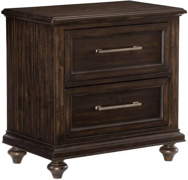 Alt view image 3 of 7 - Solid Transitional Style Bedroom 1pc Nightstand of 2 Drawers Traditional Framing Driftwood Charcoal Finish Wooden Furniture