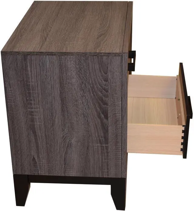 Alt view image 3 of 7 - Contemporary Style 2-Drawer Nightstand Made with Wood in Gray
