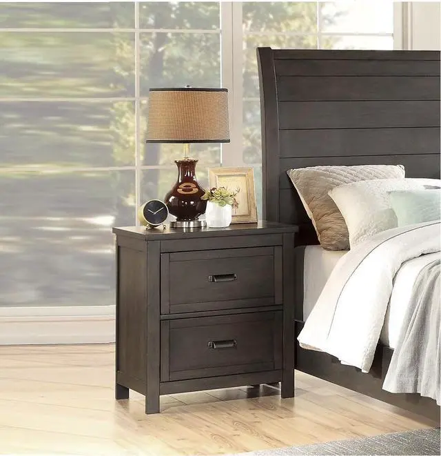 Main image of Transitional Style Bedroom Furniture 1pc Nightstand of 2 Drawers Dark Cherry Finish Wood