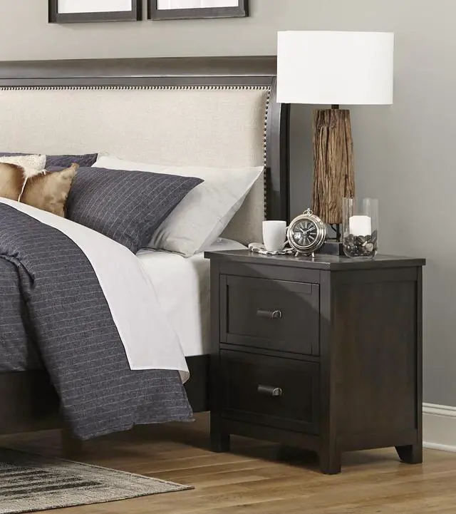 Alt view image 5 of 7 - Transitional Style Bedroom Furniture 1pc Nightstand of 2 Drawers Dark Cherry Finish Wood