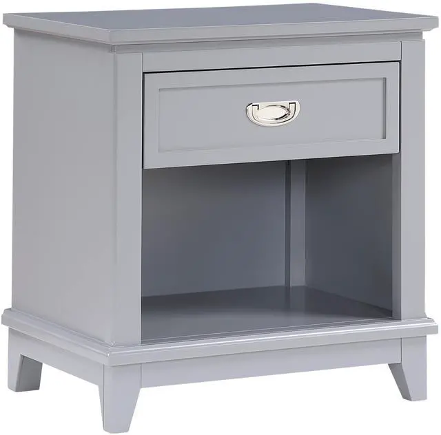 Main image of Gray Finish 1pc Nightstand with Storage Drawer Bottom Shelf Classic Style Bedroom Furniture