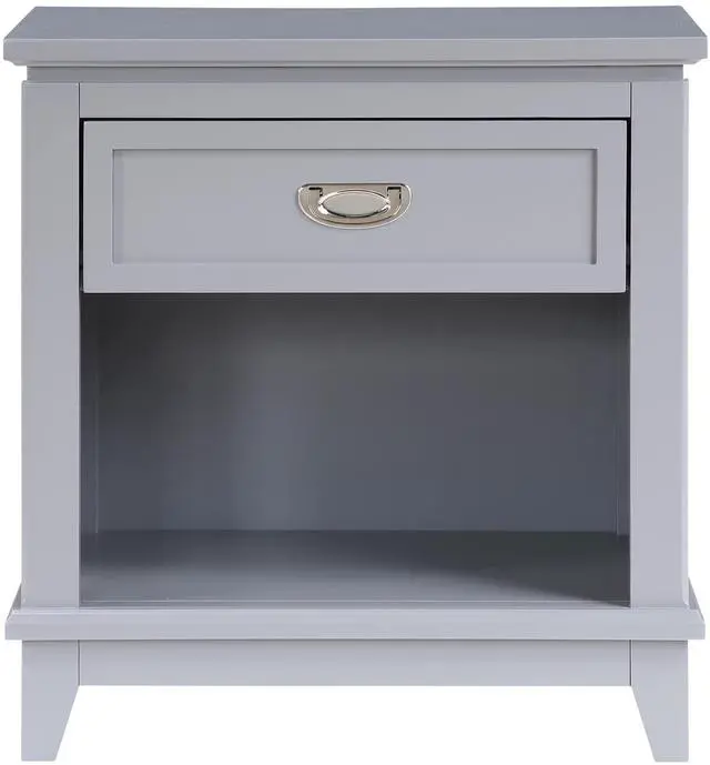 Alt view image 2 of 7 - Gray Finish 1pc Nightstand with Storage Drawer Bottom Shelf Classic Style Bedroom Furniture