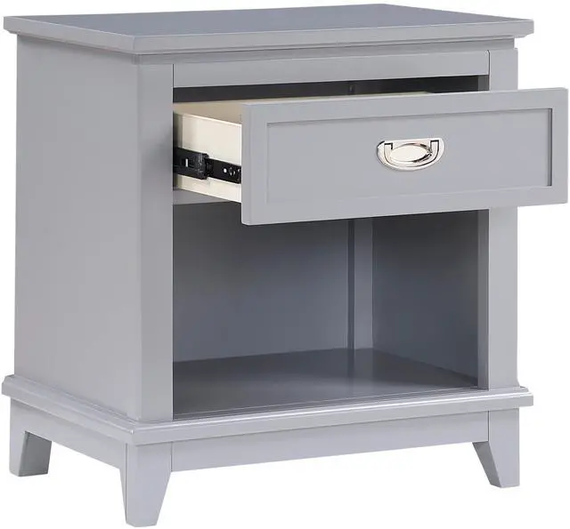 Alt view image 3 of 7 - Gray Finish 1pc Nightstand with Storage Drawer Bottom Shelf Classic Style Bedroom Furniture