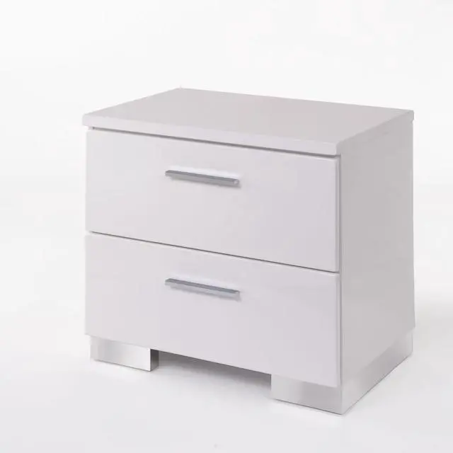 Alt view image 3 of 5 - Lorimar White & Chrome Leg Finish Nightstand