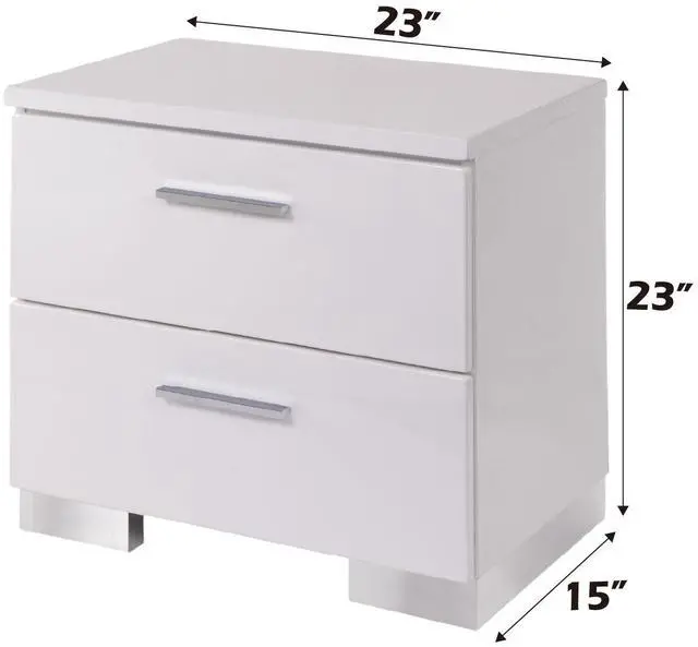 Alt view image 5 of 5 - Lorimar White & Chrome Leg Finish Nightstand
