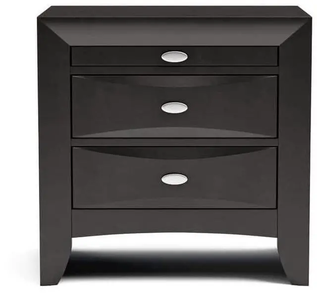 Alt view image 7 of 7 - Black Color Simple Contemporary 1pc Nightstand Solid wood Bedside Table Knob Pulls 2-Drawers Bedside Table