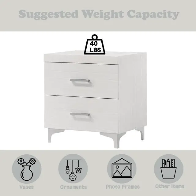 Alt view image 7 of 7 - Casilda White Finish Nightstand