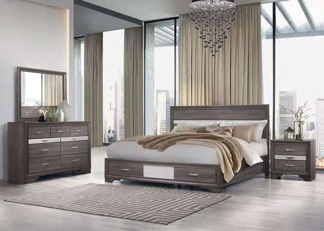 Alt view image 4 of 4 - RYDER SPARKLE GREY NIGHTSTAND