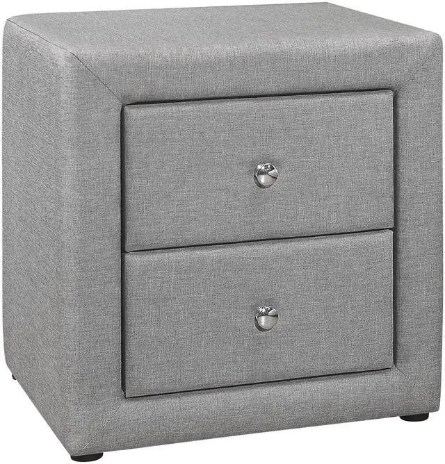 Main image of Nightstand, Nightstand, End, Side, Lamp, Storage Drawer, Bedroom, Upholstered, Grey Linen Look, Transitional