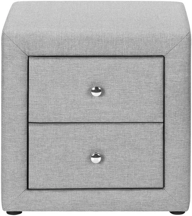 Alt view image 7 of 7 - Nightstand, Nightstand, End, Side, Lamp, Storage Drawer, Bedroom, Upholstered, Grey Linen Look, Transitional