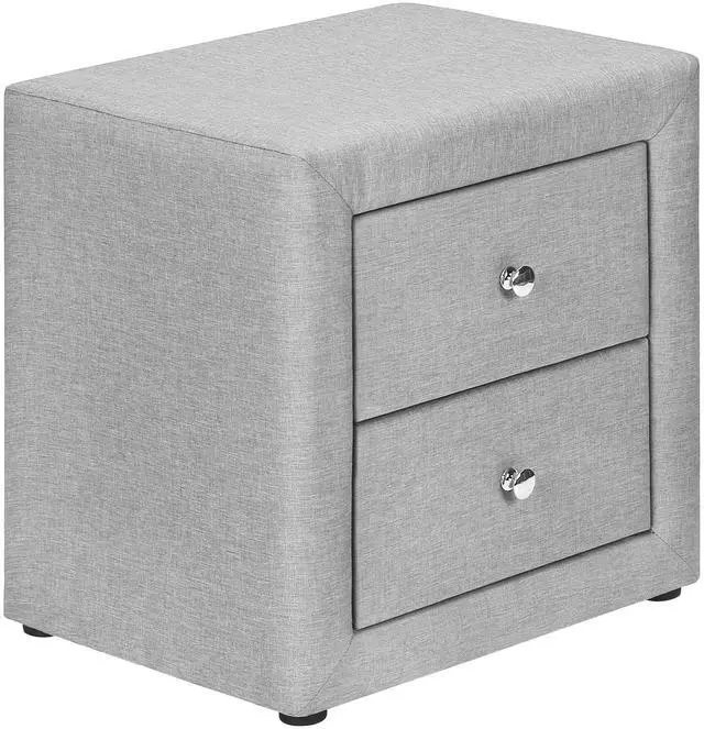 Alt view image 6 of 7 - Nightstand, Nightstand, End, Side, Lamp, Storage Drawer, Bedroom, Upholstered, Grey Linen Look, Transitional