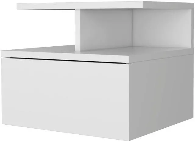 Alt view image 2 of 6 - Augusta Floating Nightstand with 2-Tier Shelf and 1-Drawer