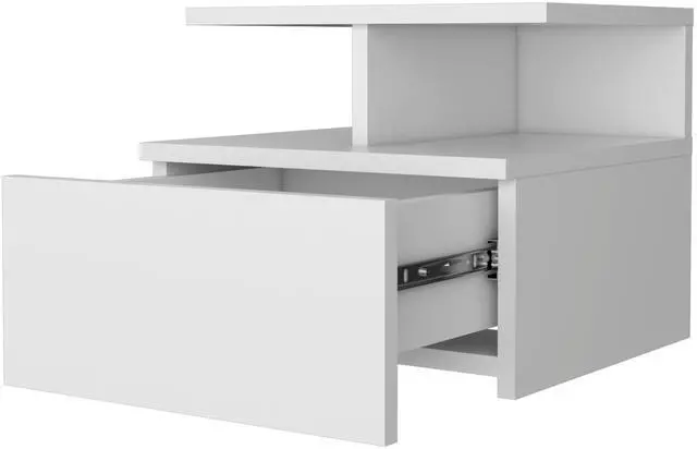 Alt view image 6 of 6 - Augusta Floating Nightstand with 2-Tier Shelf and 1-Drawer