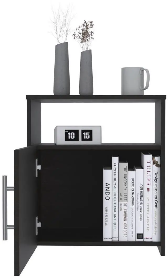 Alt view image 5 of 7 - Nightstand Cuarzz, One Cabinet, Black Wengue Finish