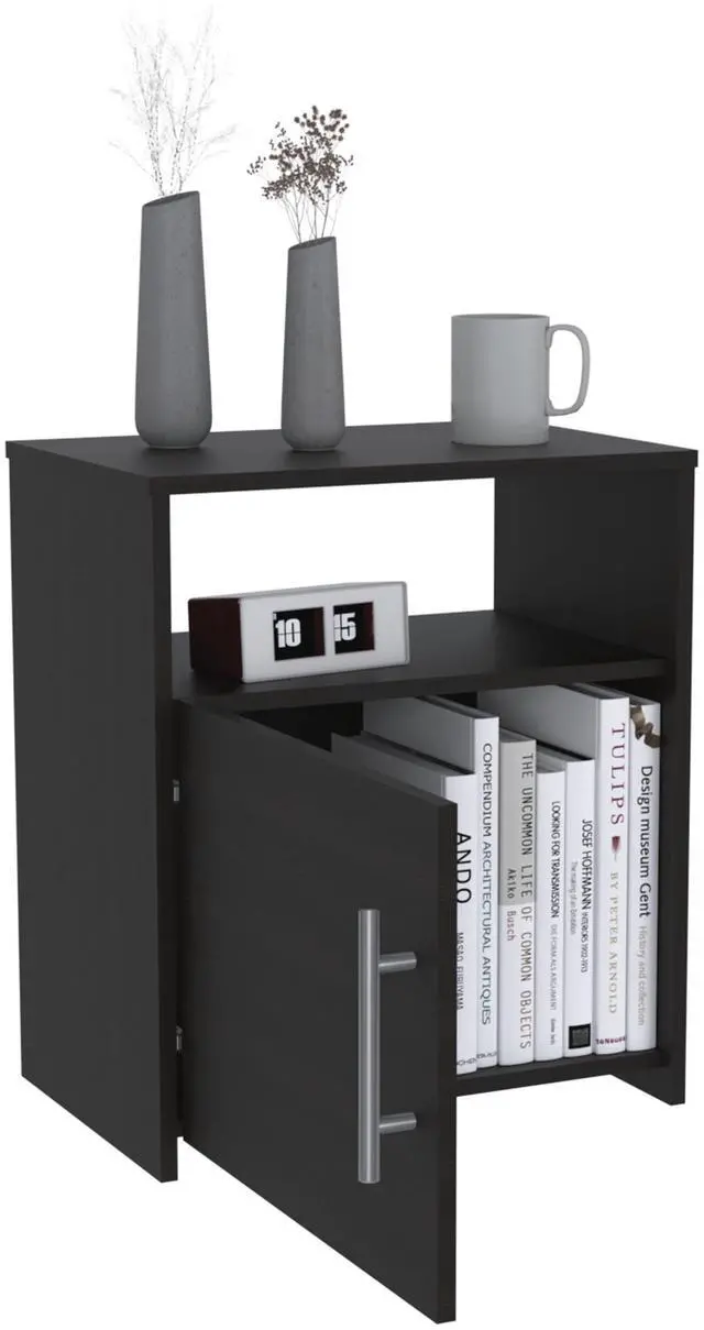 Alt view image 6 of 7 - Nightstand Cuarzz, One Cabinet, Black Wengue Finish