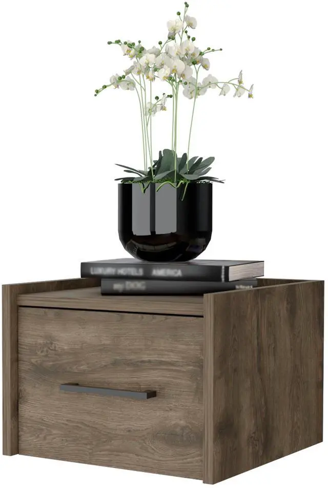 Alt view image 4 of 7 - Dark Brown Wall-Mounted Floating Nightstand