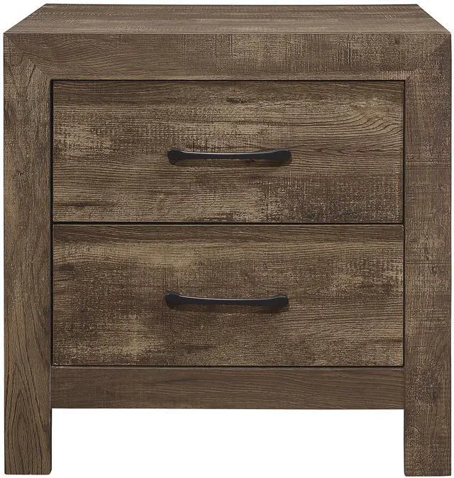 Main image of Simple Look Rustic Brown Finish 1pc Nightstand of Drawers Black Metal Hardware Bedroom Furniture