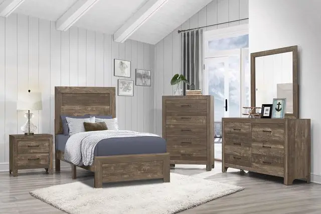 Alt view image 6 of 7 - Simple Look Rustic Brown Finish 1pc Nightstand of Drawers Black Metal Hardware Bedroom Furniture