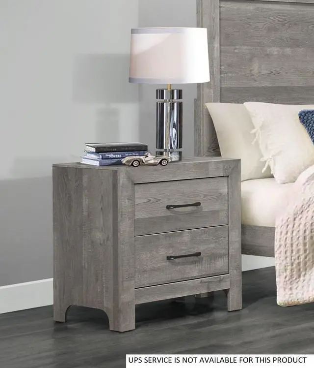 Main image of Rustic Style Gray Finish 1pc Nightstand of 2x Drawers Transitional Design Bedroom Furniture