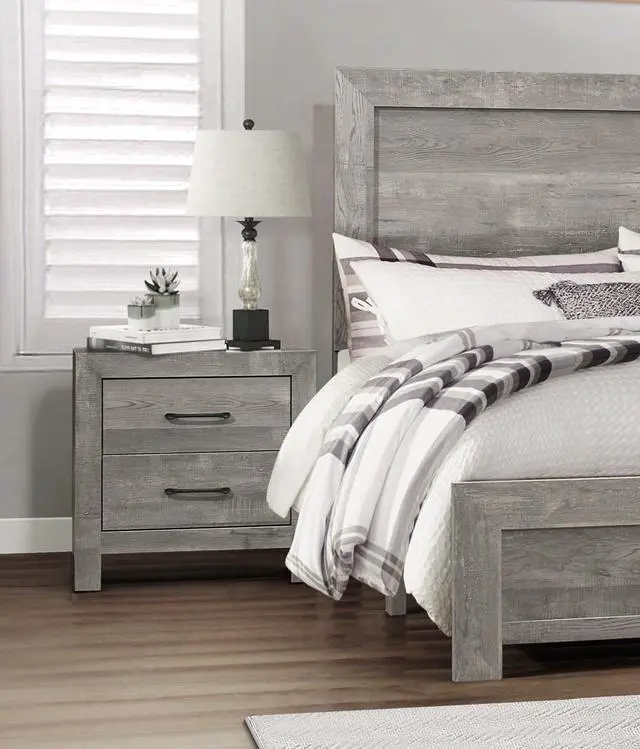 Alt view image 6 of 6 - Rustic Style Gray Finish 1pc Nightstand of 2x Drawers Transitional Design Bedroom Furniture